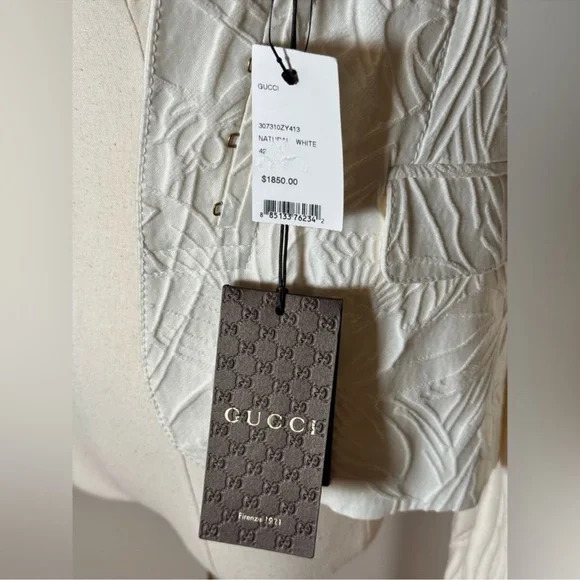 NWT Gucci Ivory Floral Textured Blazer - Size 42/US 6 - Picture 13 of 15